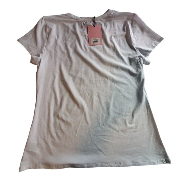 Juicy Couture Womens White T-Shirt With Metallic Logo Print Lightweight Size L - Picture 2 of 8